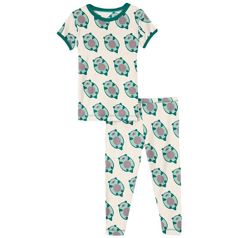 Kickee Pants Stone Ottercado Short Sleeve Pajama Set CURIOUS