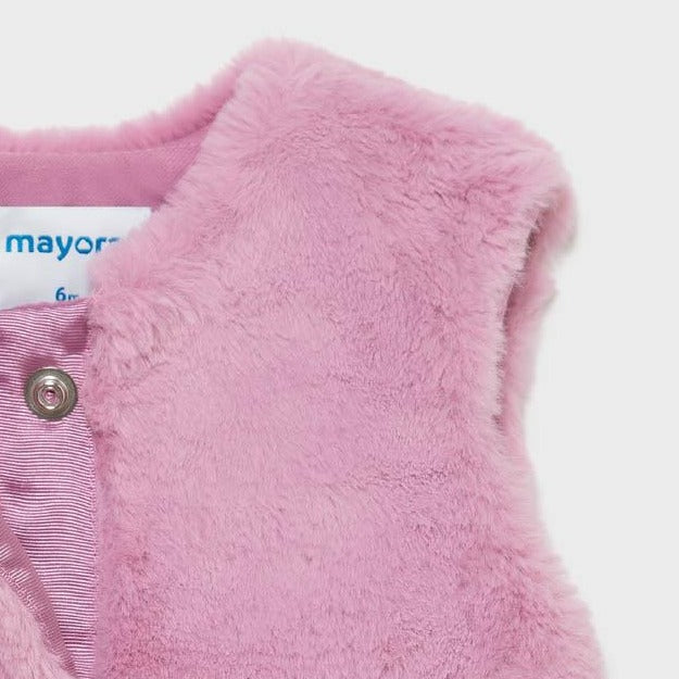 Mayoral Faux Fur Vest in Mauve at CURIOUS Kids