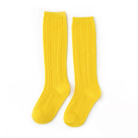 Lemon Cable Knit Knee High Scoks