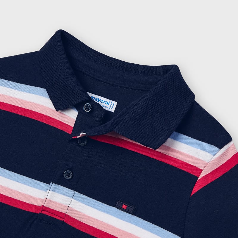 Mayoral Navy Striped Polo Shirt