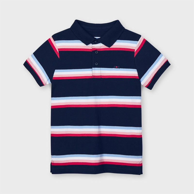 Mayoral Navy Striped Polo Shirt