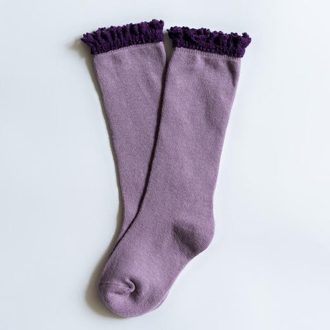 Plum Lace Top Knee Highs