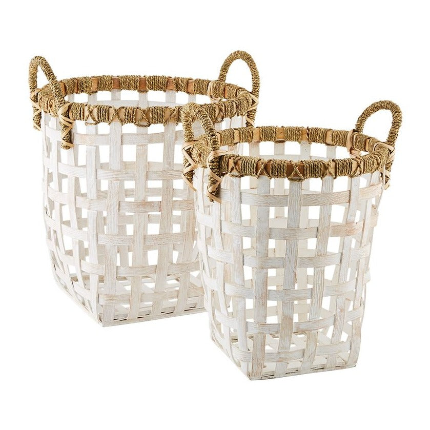 mudpie white rattan baskets