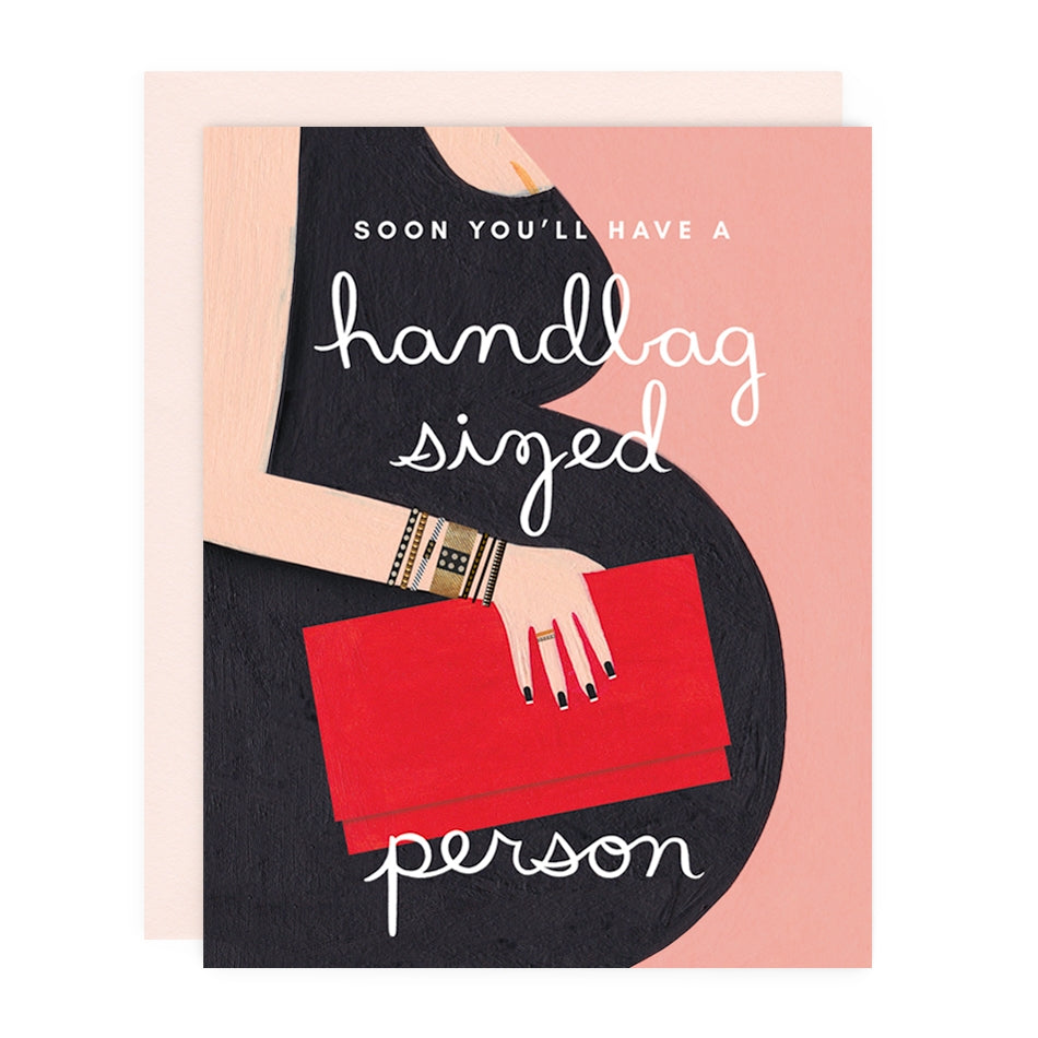 girl with a knife handbag sized person card