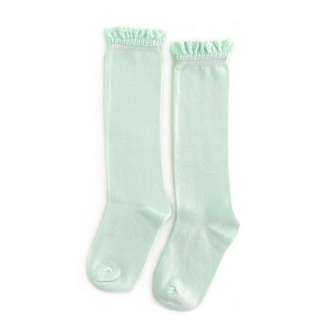 Pastel Mint Lace Top Knee Highs Little Stocking Co.