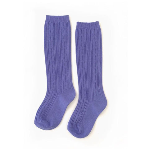 Periwinkle Cable Knit Knee Highs