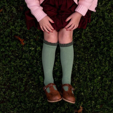 Spearmint Lace Top Knee Highs